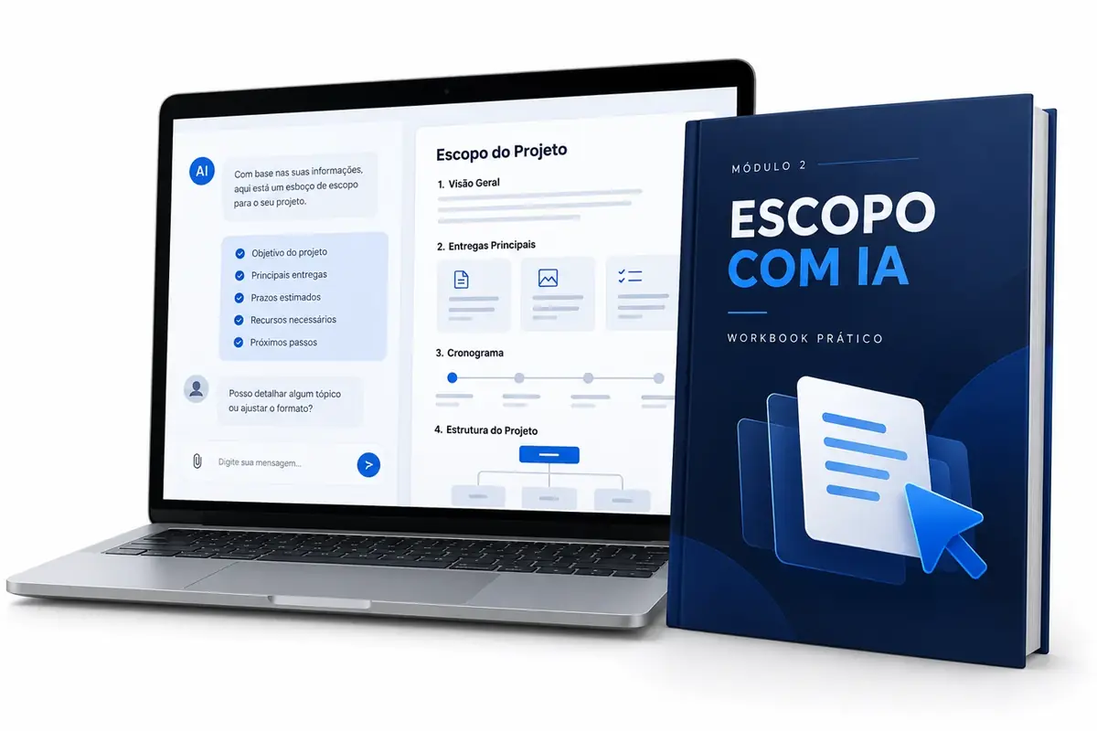 Mockup ilustrativo do módulo Escopo com IA