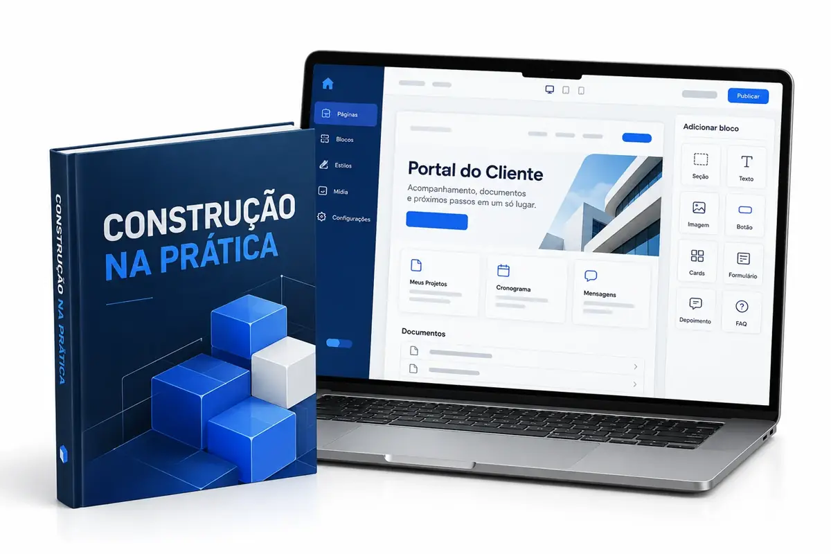 Mockup ilustrativo do módulo Construção na Prática
